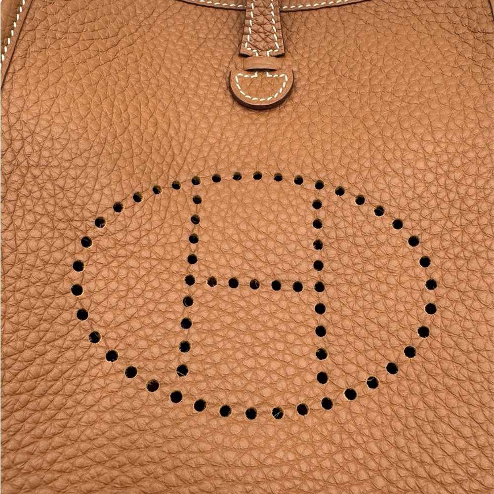 💞Authentic💞Hermès Mini Evelyne TPM Gold/Brown - Picture 5 of 15